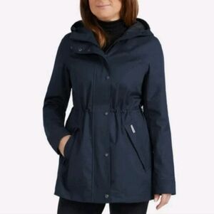 HUNTER Ladies Water Resistant Cotton Smock Rain Jacket Blue Size Large NWT